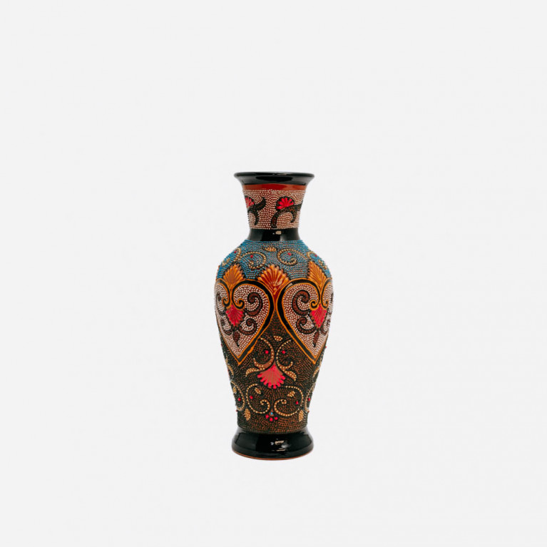 Unique handmade vase from Rishtan (Uzbekistan), 30 cm, drip technique