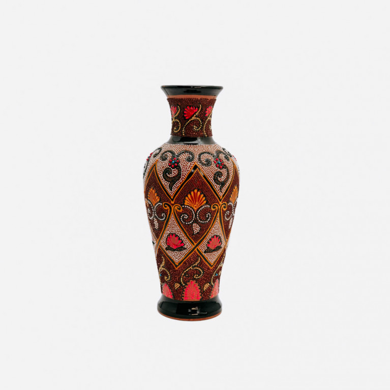 Unique handmade vase from Rishtan (Uzbekistan), 30 cm, drip technique