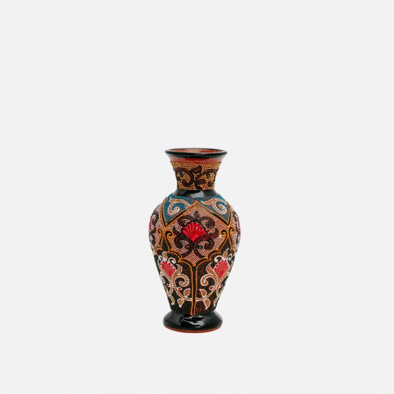 Unique handmade vase from Rishtan (Uzbekistan), 20 cm, drip technique