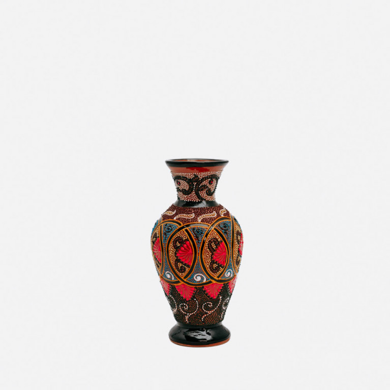 Unique handmade vase from Rishtan (Uzbekistan), 20 cm, drip technique