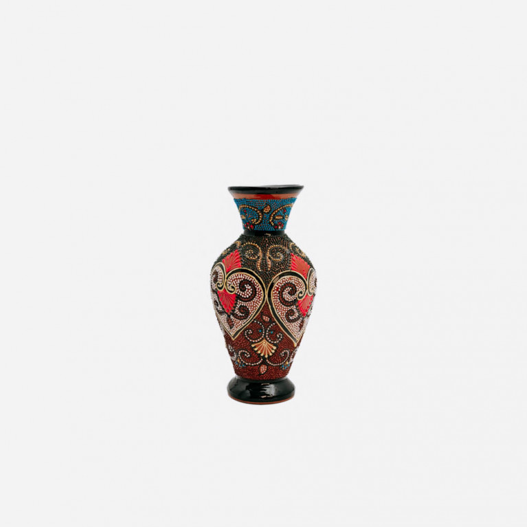 Unique handmade vase from Rishtan (Uzbekistan), 20 cm, drip technique