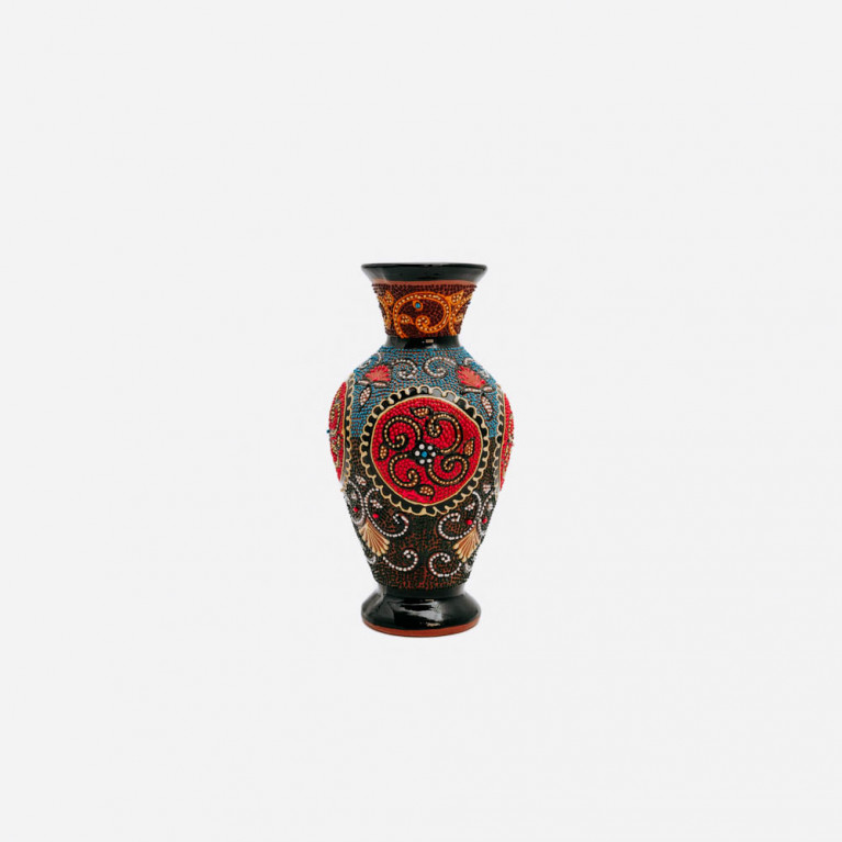 Unique handmade vase from Rishtan (Uzbekistan), 20 cm, drip technique