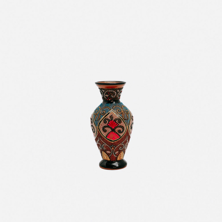 Unique handmade vase from Rishtan (Uzbekistan), 20 cm, drip technique