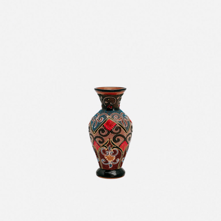 Unique handmade vase from Rishtan (Uzbekistan), 20 cm, drip technique