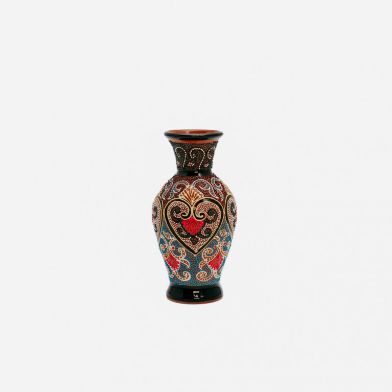 Unique handmade vase from Rishtan (Uzbekistan), 20 cm, drip technique