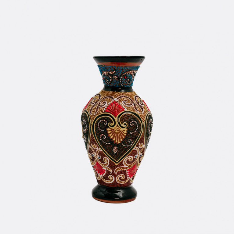 Unique handmade vase from Rishtan (Uzbekistan), 20 cm, drip technique