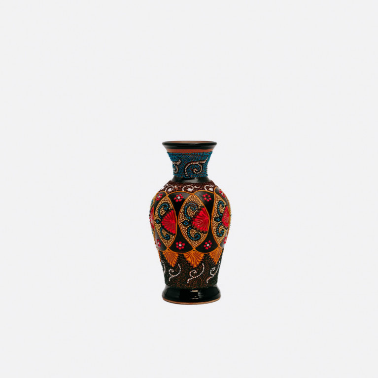 Unique handmade vase from Rishtan (Uzbekistan), 20 cm, drip technique