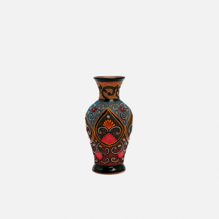 Unique handmade vase from Rishtan (Uzbekistan), 20 cm, drip technique