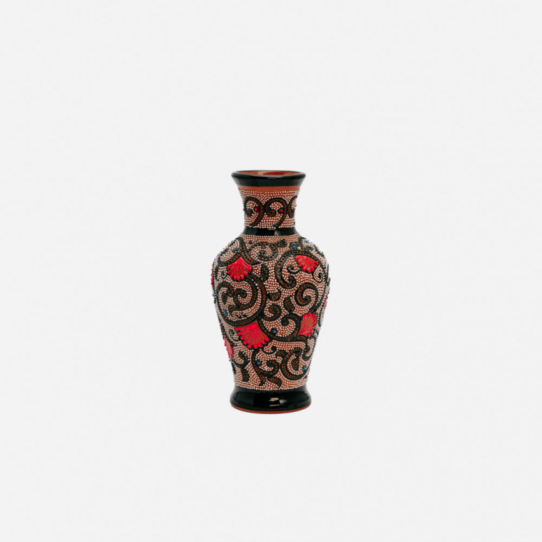 Unique handmade vase from Rishtan (Uzbekistan), 20 cm, drip technique