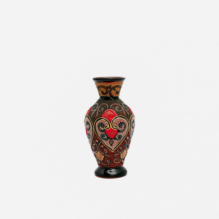 Unique handmade vase from Rishtan (Uzbekistan), 20 cm, drip technique