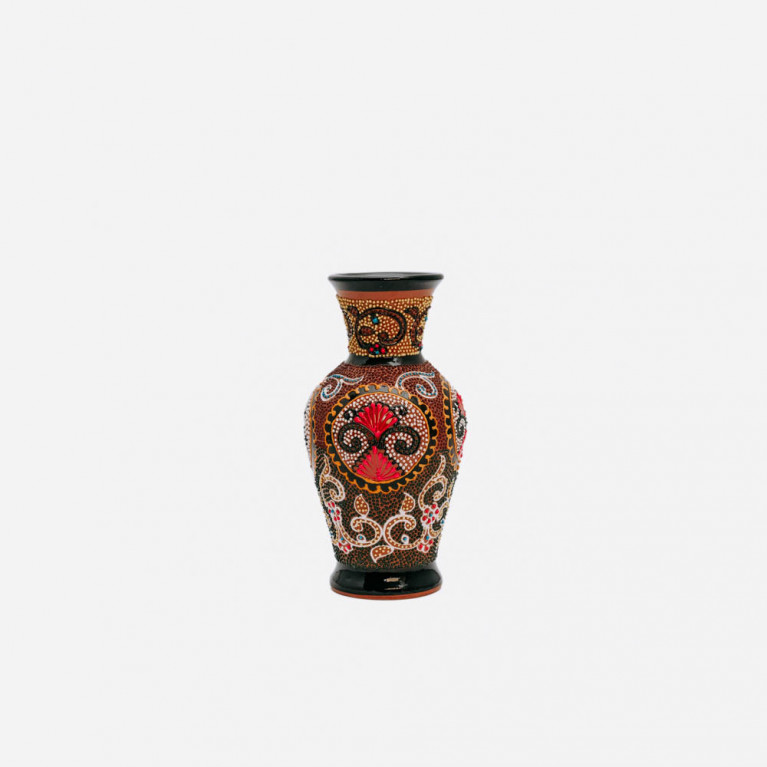 Unique handmade vase from Rishtan (Uzbekistan), 20 cm, drip technique