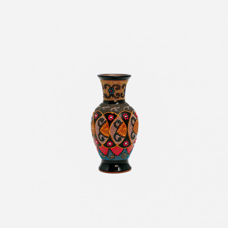 Unique handmade vase from Rishtan (Uzbekistan), 20 cm, drip technique